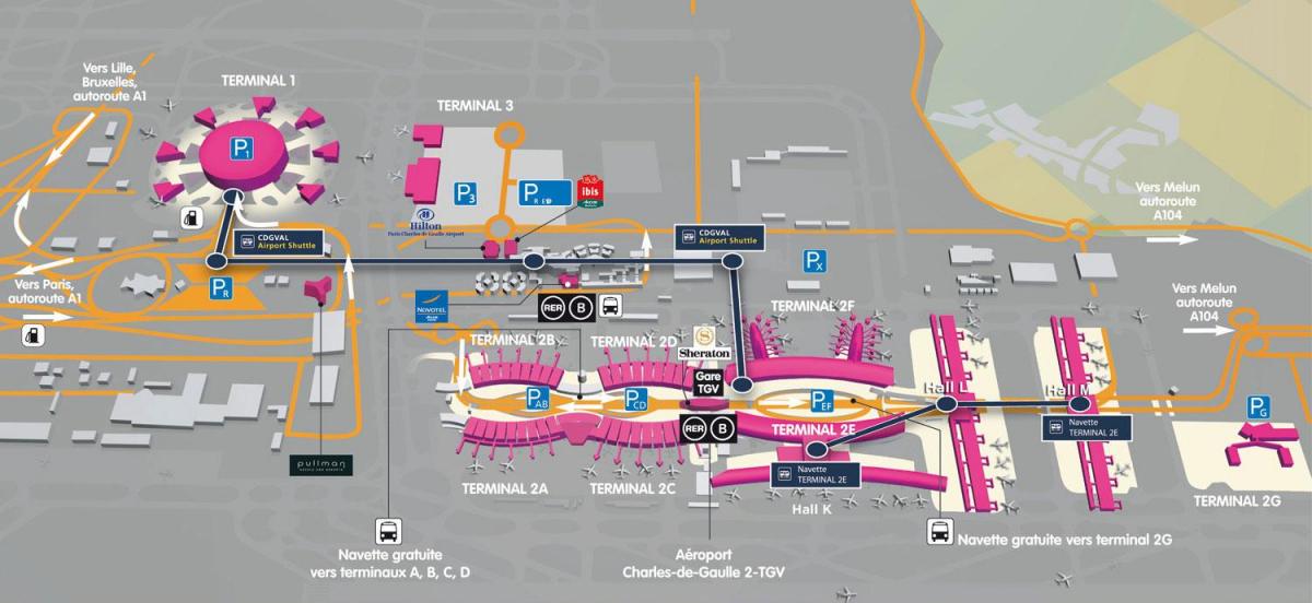 Mapa de aeropuerto de Roissy