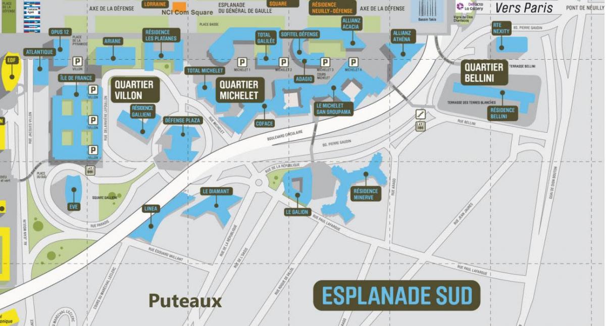 Mapa de La Défense Sur de la Explanada