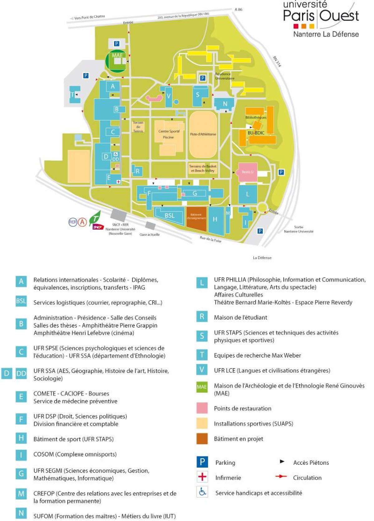 Mapa de la Universidad de Nanterre