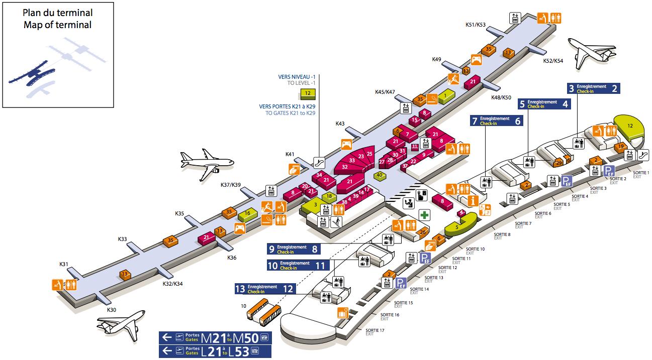 cdg aeropuerto de la terminal 2e mapa - mapa del