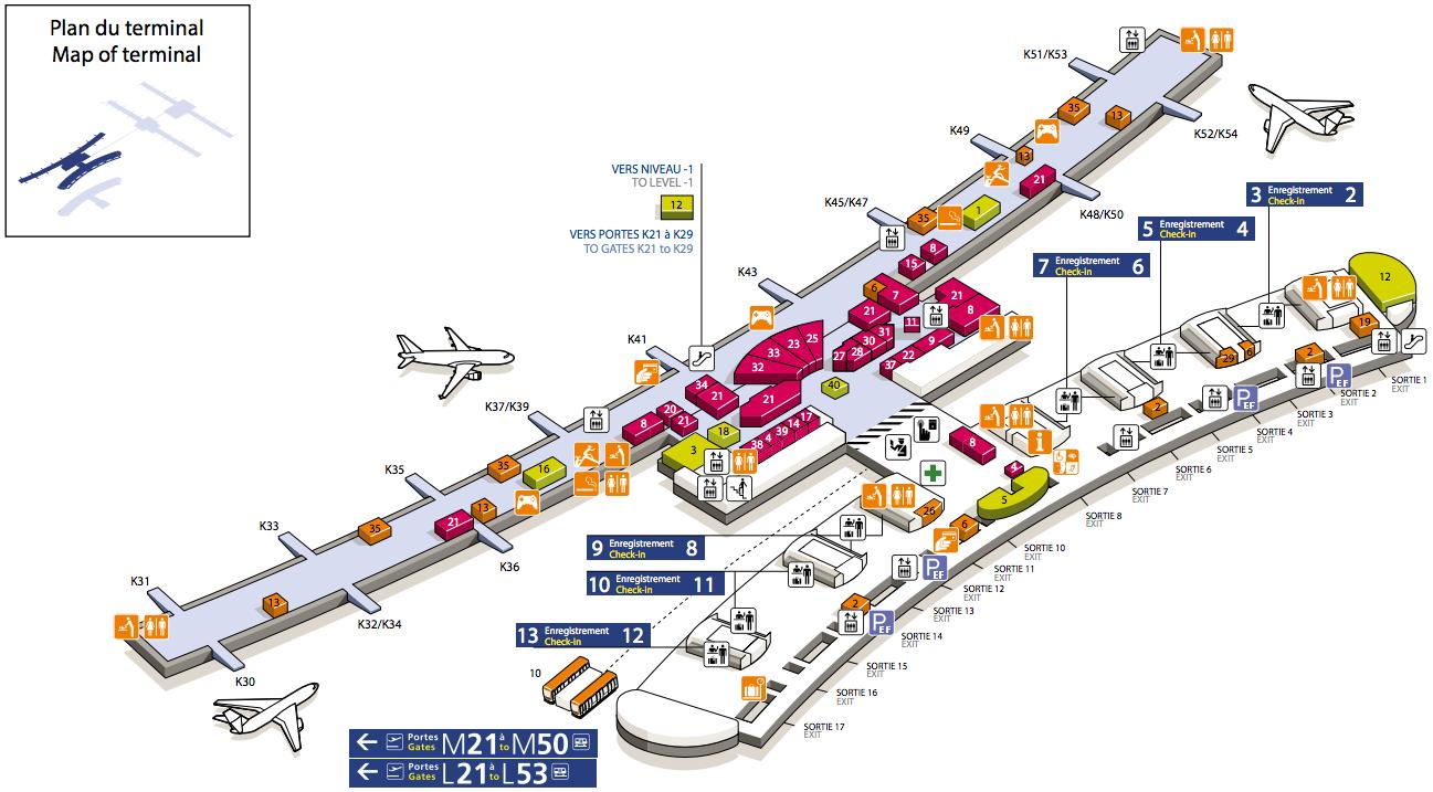 Cdg Aeropuerto De La Terminal 2e Mapa 