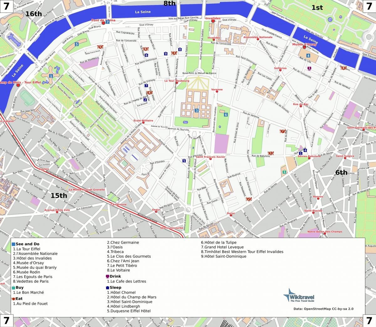 Mapa de distrito 7 de París