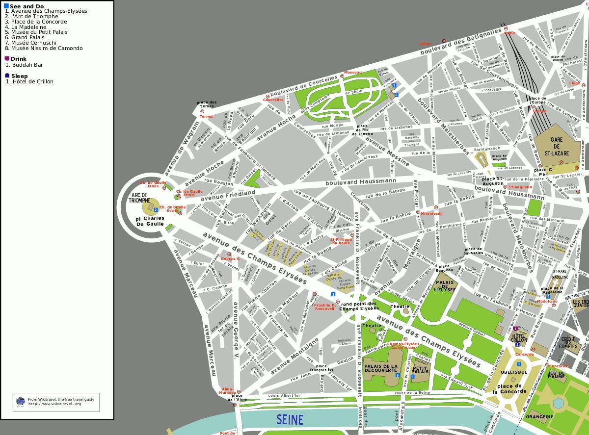 Mapa de distrito 8 de París