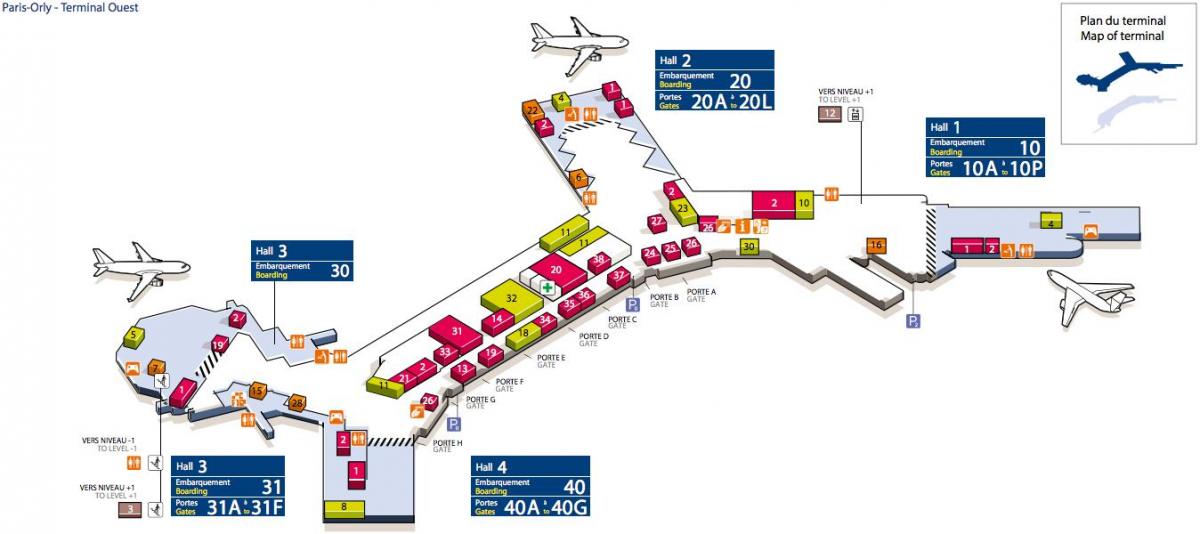 Mapa de West aeropuerto de Orly
