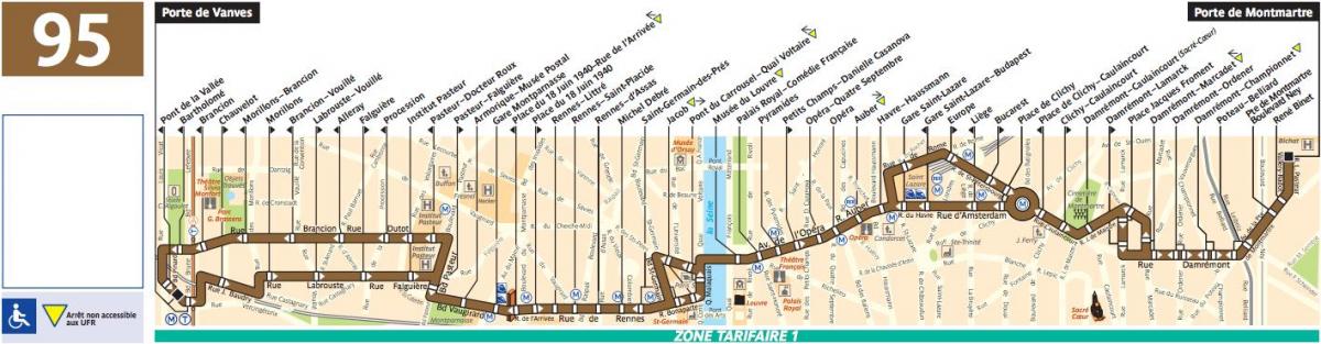 Mapa de autobuses de París de la línea 95