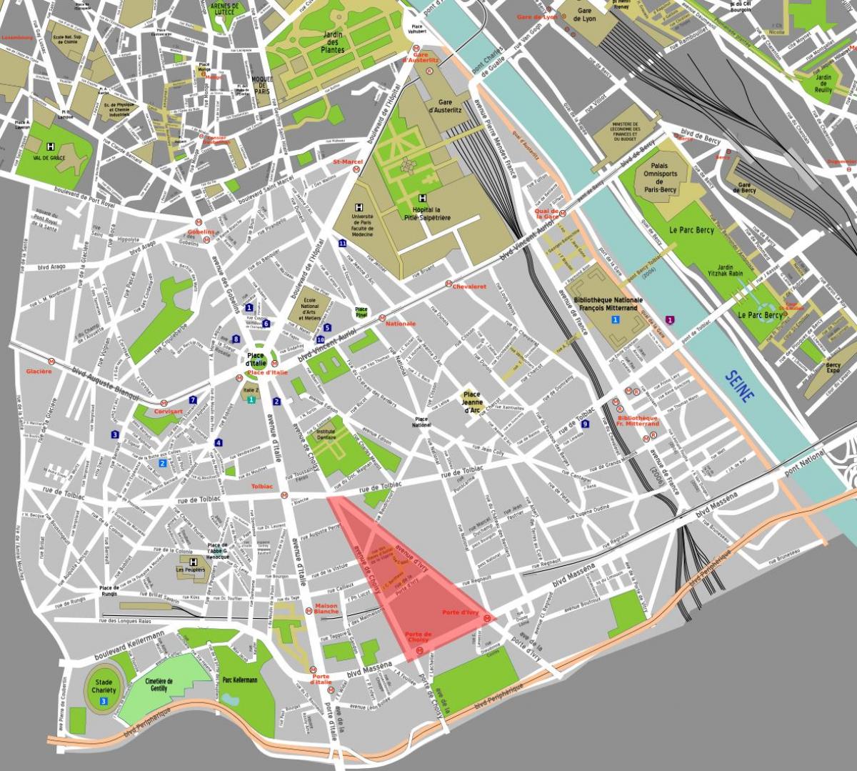 Mapa de barrio Chino de París