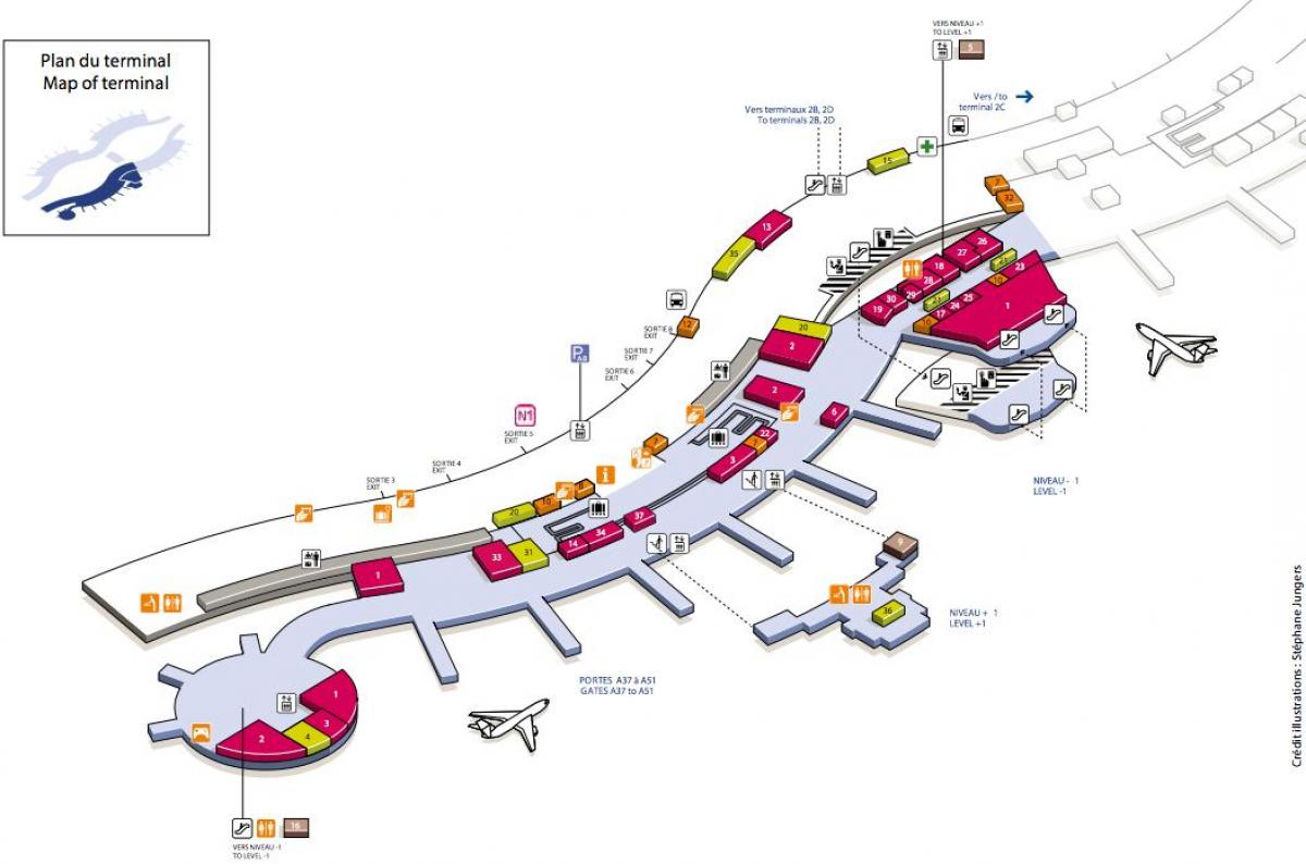 Mapa de aeropuerto de CDG terminal 2A