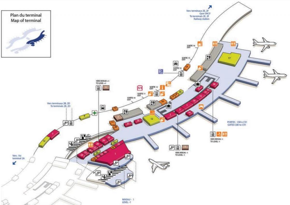 Mapa de aeropuerto de CDG terminal 2C