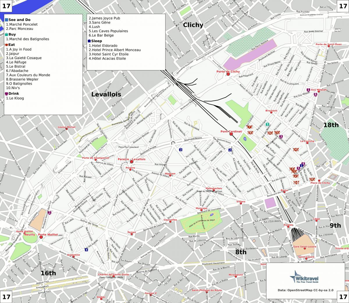 Mapa de distrito 17 de París