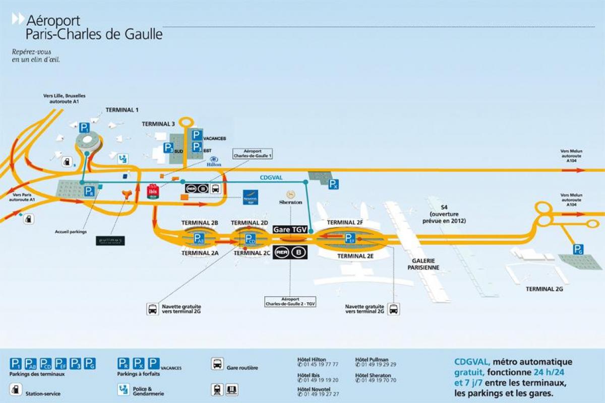 Mapa de aeropuerto Charles de Gaulle