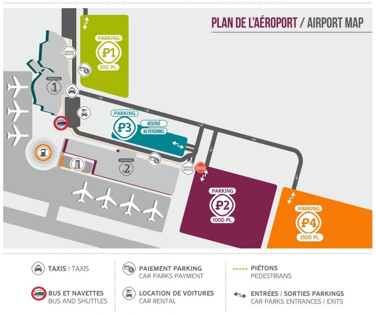 Mapa de parking en el aeropuerto de Beauvais