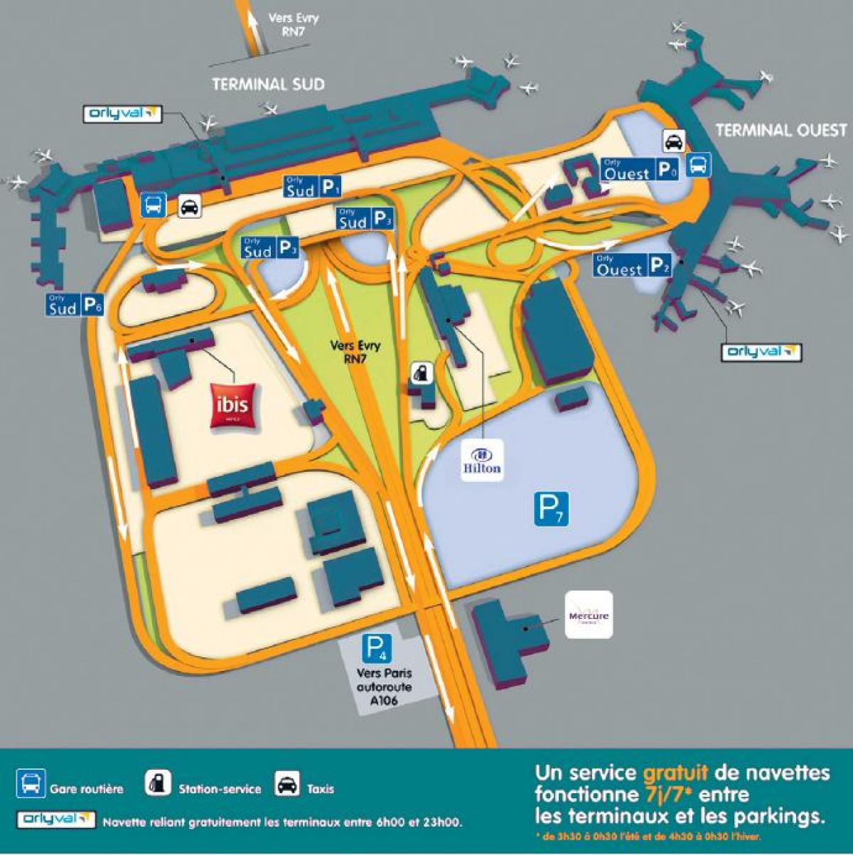 Mapa del aeropuerto de Orly