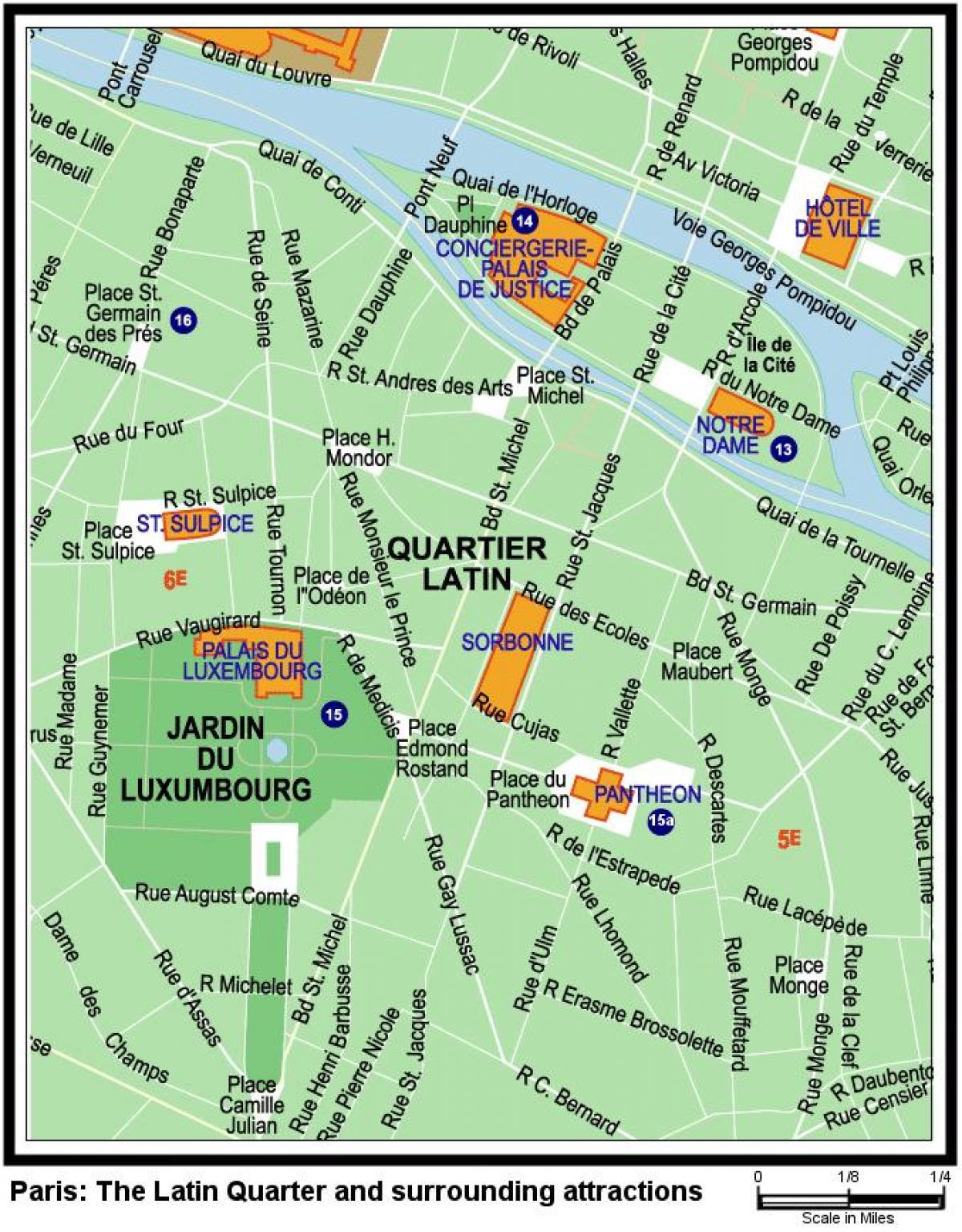 Mapa de El Barrio latino de París