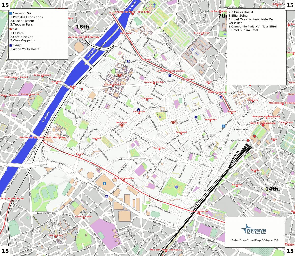 Mapa de el distrito 15 de París