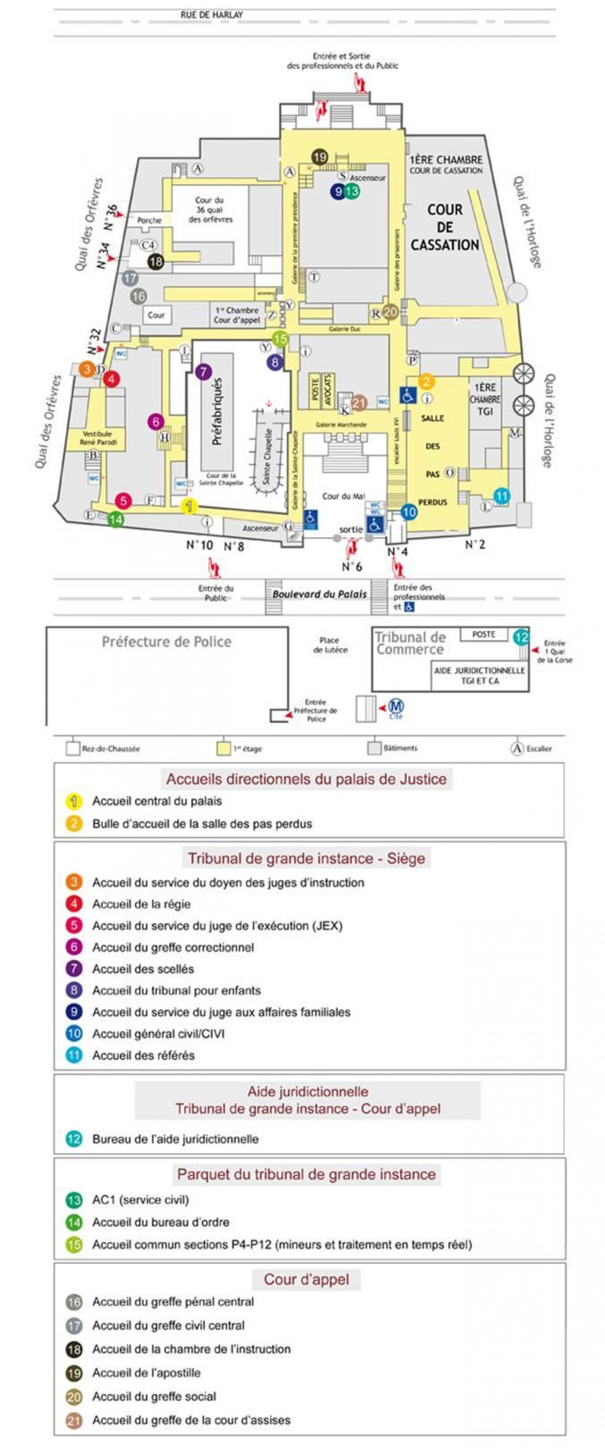 Mapa de El Palacio de Justicia de París