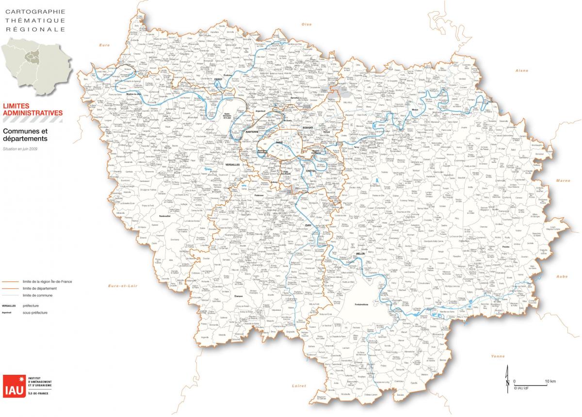 Mapa de la región de Île-de-France