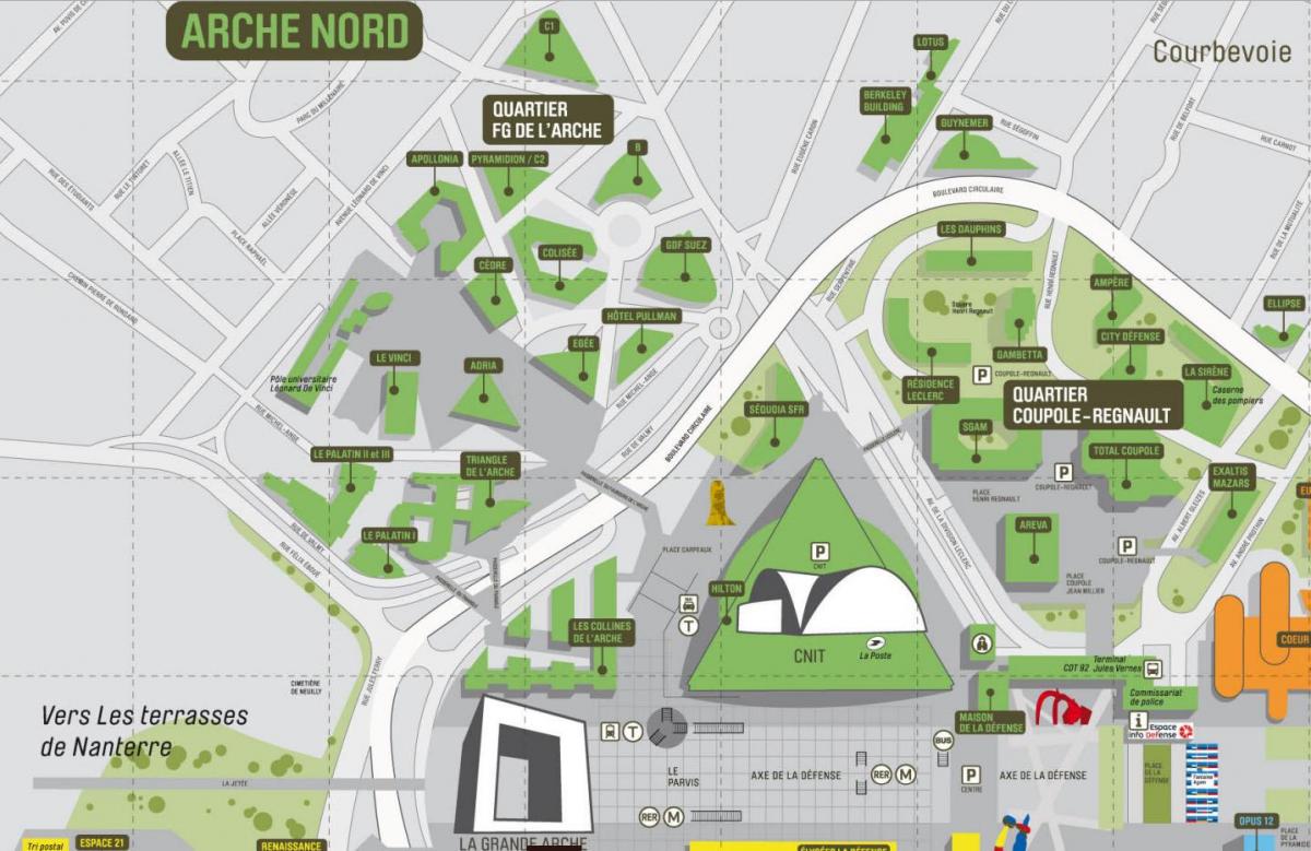 Mapa de La Défense Norte Arche