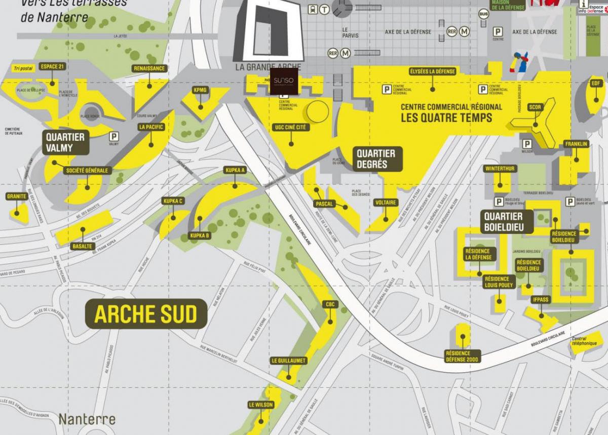 Mapa de La Défense Sur Arche