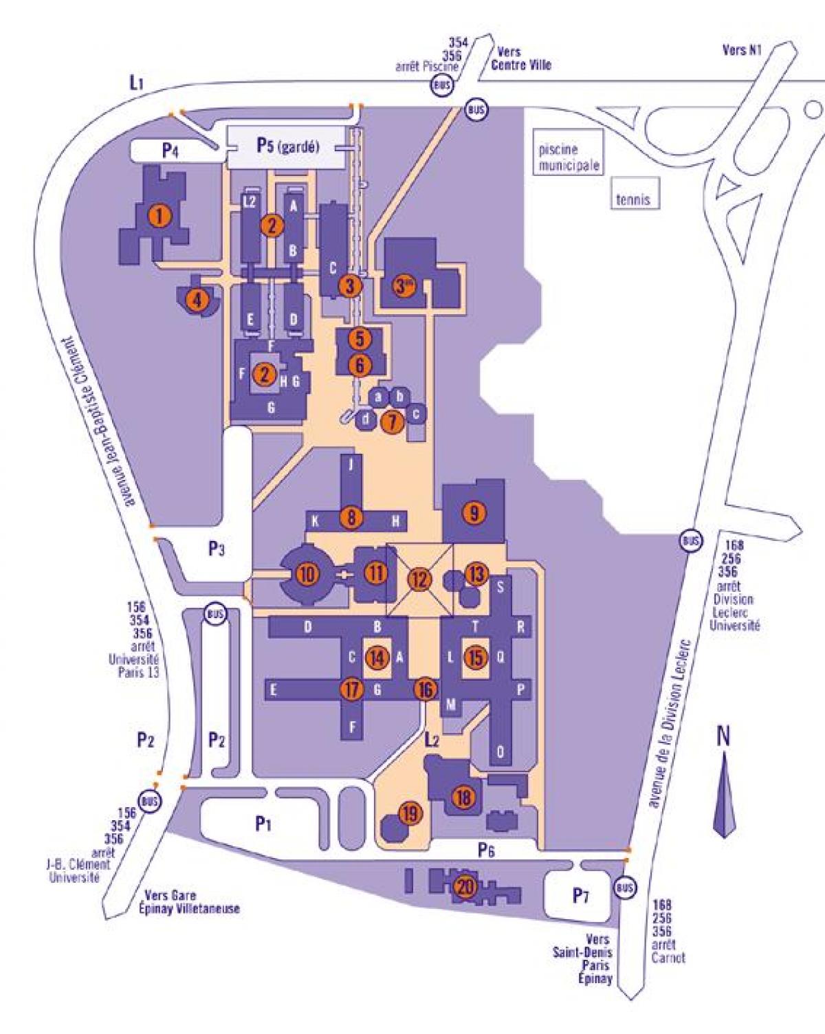 Mapa de la Universidad de París 13