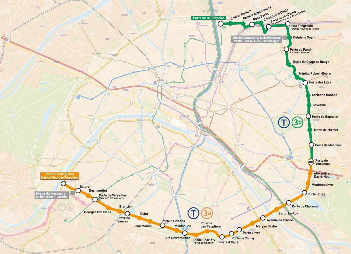 Mapa de Tranvías de París