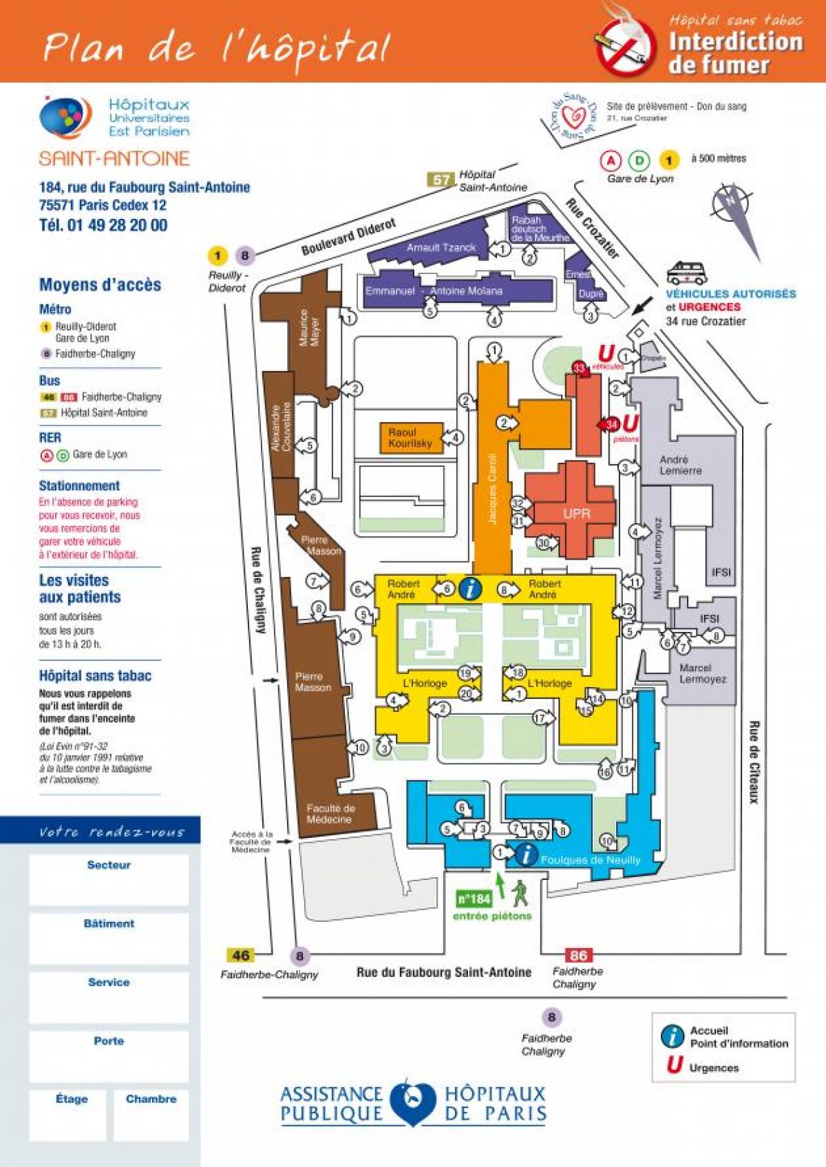 Mapa de Saint-Antoine hospital