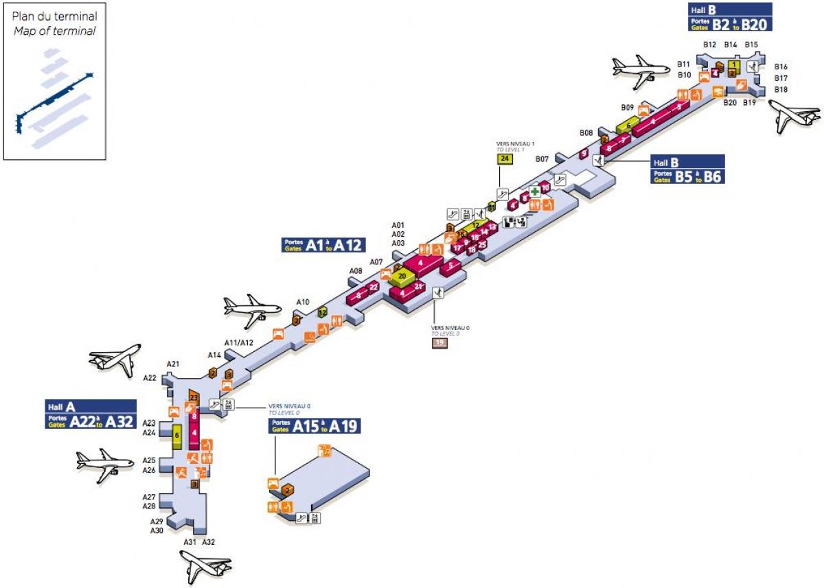 Mapa del Sur del aeropuerto de Orly