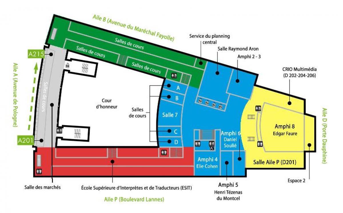 Mapa de la Universidad Dauphine - piso 2