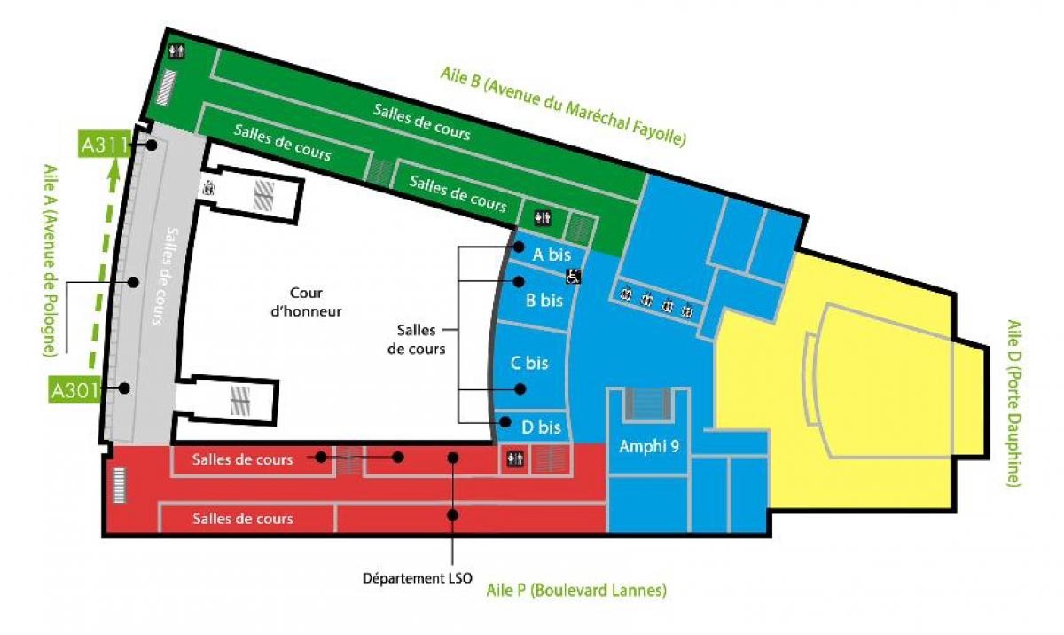 Mapa de la Universidad Dauphine - piso 3
