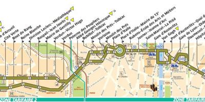 Mapa de autobús de la línea de París 57