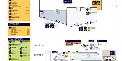 Mapa de la estación de tren Gare Montparnasse Hall 3