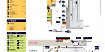Mapa de la estación de tren Gare Montparnasse Nivel 3 Pasteur