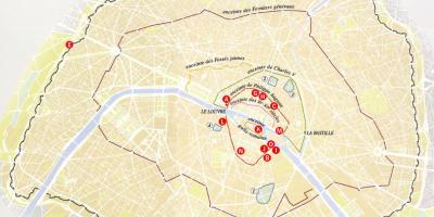 Mapa de las paredes de la Ciudad de París