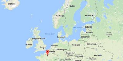 Mapa de parís en el mapa de Europa