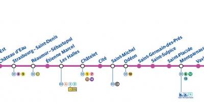 Mapa de la línea 4 del metro de París